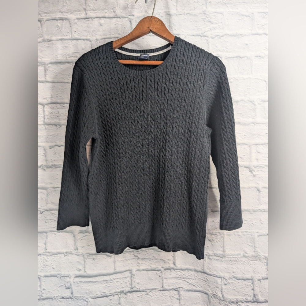 GAP Vintage Women's Stretch Navy Blue Cable Knit Sweater Size XL